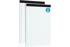 Roneky Graph Paper Pads A4 Graph Notebook, 2 Pack 4x4 Quad Grid Paper, 30 Sheets Engineering Paper, Perforations A4 Lined Pads with Sturdy Cardboard for Drawing, Designing, Math Sketching