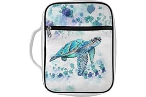 ZIATUBLES Watercolor Sea Turtle Pattern Bible Covers for Women Men Bible Case Large Bible Bag with Handle Bible Tote Bag Zipper Pocket Bible Cover for Bible Study Supplies