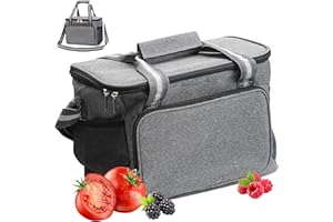 LoQuick Bolsa Isotérmica 15L,Bolsa de Almuerzo,Plegable Bolsa Térmica para Alimentos,Gran Capacidad+Impermeable,Bolsa Isotérmica para Almuerzo,Oficina,Playa,Camping,Colegio,Viajes (Gris)
