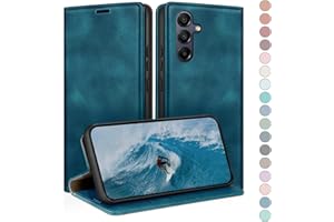 HUOUH Funda para Samsung Galaxy A14 5G 4G Estuche de billetera con cuero de PU con Bloqueo RFID,titular de tarjeta de crédito,Cubierta a prueba de golpes teléfonos Fundas para SamsungA14 Verde Azulado