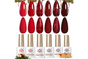 ‎BORN PRETTY Born Pretty UV Nagellack Glitzer Rot - Gel Nagellack Burgunder Dunkelrot Weinrot UV Lack Maniküre und Nagelkunst DIY zu Hause