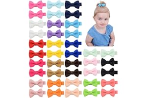 HCIMOOY 40 mollette a coccodrillo per capelli con fiocco in gros-grain per capelli per bambine (02-FJ)