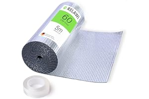 RELAWI® Premium Isolierfolie Dämmfolie | Doppelte Alu-Luftpolsterfolie | perfekte Heizkörper Reflektionsfolie | Dachisolierung, Camper Isolierung oder als Wärmeschutzfolie (60cm x 5m inkl. Klebeband)