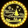 Festive Fix 24cm LED Merry Christmas Window Lights - Battery-Powered Xmas Lights, Energy Efficient & Durable PVC Decorations, Hanging Christmas Light Decor, Easy to Install