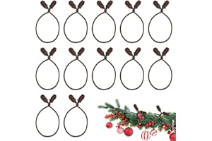 Prasacco 12 Pcs Christmas Garland Ties - 15.7 Inch Decorative Flexible Reusable Ties for Banister, Xmas Holiday & Craft Wrapping (Brown)