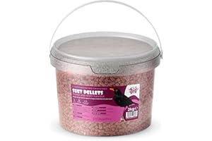 Suet Shop - Peanut & Berry Flavoured Suet Pellets, 3kg Resealable Tub - Wild Bird Food Enriched with Human Grade Beef Tallow, High in Energy & Protein - All-Season Bird Feed - Manufactured In The UK