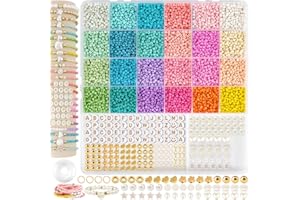 ARTREE Kit de Abalorios para Hacer Pulseras - 3 mm Bolitas Coloridas (24 Colores, 8000 Piezas) con Gomas Elásticas, Ideal para Niñas y Manualidades Creativas bolitas para hacer pulseras