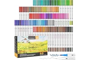 GC QUILL Stylos de coloriage - 120 couleurs avec pointe pinceau et pointe fine - Stylos de couleur pour enfants et adultes - Coloriage, dessin, contour, bullet journals GC-120W