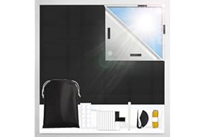 VONXITE Blackout Blinds Stick On 300x145cm, 420D Oxford Fabric 100% Blackout Blind Curtain for Window, Portable Blackout Shades for Bedroom, Cut to Any Size, No Drill Black Out Blinds for Travel Temporary