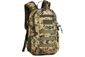 Explokit Small Tactical Backpack 10L 20L 30L Military Rucksack Water Repellent Molle Student School Daypack for Trekking Travelling Hiking Camping (#10L-Camo Green)
