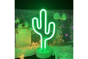 ENUOLI Cactus Neon Sign LED Neon Light Sign Green Neon Light with Holder Base Neon Night Light Battery/USB Powered Cactus Lamps Light up Neon Sign for Kids Room Party Wedding Xmas