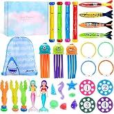 YYDSXK 33 Pieces Swimming Pool Diving Toys, Underwater Toy for Kids, Underwater Swimming Toys Sets with Storage Bag Summer Wa