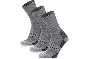 HIYATO Merino Wandersocken Herren & Damen 3 Paar - Gepolstert, 60% Merinowolle Thermosocken, Wintersocken - für Trekking, Outdoor und Sport