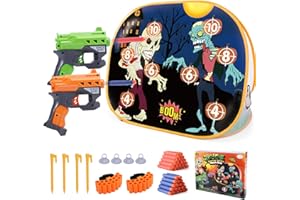 BananMelonBM Zombie Shooting Game Practice Target - Foam Dart Blaster Set with 2 Blasters & 40 Darts, Halloween Indoor Activity Game for Kids, Compatible with Nerf Guns