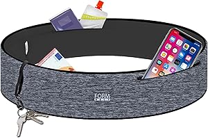 Formbelt® Plus Sport-Bauchtasche mit Reißverschluss, Laufgürtel für Handy Smartphone, elastische Lauftasche iPhone 8 8 Plus X 7 Plus + Samsung Galaxy S-7 S8 Plus Reise-Hüfttasche (grau, XL)