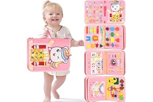 Gontence Montessori Busy Board for 1 Year Old, Kids Toys for 2 3 Year Old Girls, Montessori Toys for Preschool Educational, Travel Toys for Plane Car, Birthday Gifts for Girls