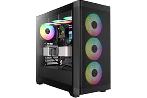 GAMDIAS Athena M3 ATX Mid Tower PC-Gehäuse, Front-Airflow-Mesh, 4 x 120mm PWM ARGB Lüfter, 8-Port Lüfterhub, Unterstützung für doppelte 360mm Radiatoren & Gen 2 Type-C, MB Sync, Schwarz