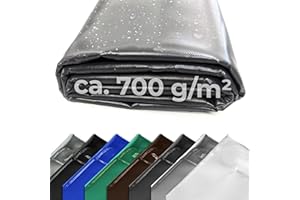 ‎FULCOLINE LKW Plane 700 g (2,00 m x 2,50 m, Anthrazit) PVC Plane, Abdeckplane, Meterware, sehr hochwertig, beidseitig lackiert, leicht abwaschbar, 100% Wasserdicht, hohe UV Beständigkeit, hohe reißfestigkeit,