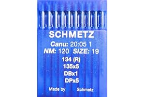 Schmetz, 10 agujas de cabeza redonda para máquina de coser industrial sistema 134 (R), grosor 120