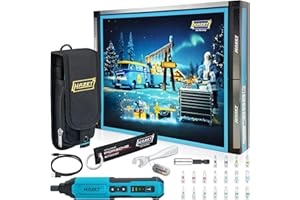 HAZET Advent Calendar 2025, 24 Pieces, with 1/4 Inch Cordless Screwdriver, 18 Bits, USB-C Cable, Adapter, Key Ring, Bottle Opener, Practical Tool Bag in Christmas Calendar, Tool Calendar