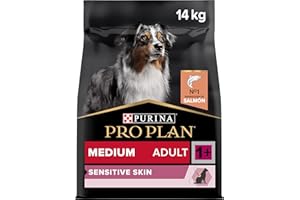 Purina Pro Plan Sensitive Skin, Medium Adult, Pienso para Perro Mediano Adulto, Derma, Piel y Pelaje, comida seca e con Salmón, 1 saco de 14kg