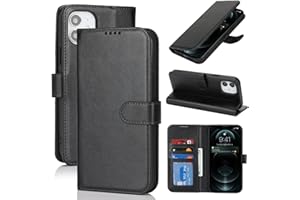 Zouzt Hülle für iPhone 12/12 Pro 6,1-Zoll, Stoßfestes PU Leder Handyhülle Lederhülle Klapphülle mit Kartenhalter und Standfunktion Flip Leather Wallet Phone Cover (Schwarz)
