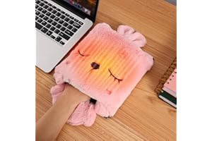 Coikes Souris Chauffante Mignon Lapin - Tapis de Souris USB Avec Support de Poignet Doux - Lavable et Portable Pour Maison, École et Bureau (Rose)