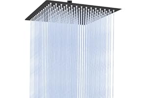 Auralum Regendusche Duschkopf 8 Zoll, Edelstahl Regenduschkopf 20x20 cm Eckig, 360° Verstellbare Kopfbrause mit Selbstreinigenden Düsen, Schwarz