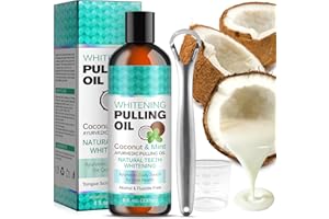 VALLEYLUX Whitening Oil Pulling Coconut Oil, Alcohol Free Natural Mouthwash with Virgin Coconut Oil & Peppermint Oil, Coconut Pulling Oil Helps with Teeth and Gums Health, Fresh Breath, Teeth Whitening, 8 Fl.Oz