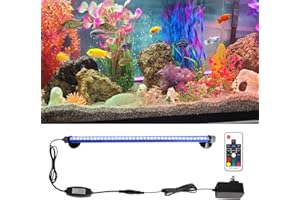 GOESWELL Submersible Aquarium Light: Waterproof Underwater Fish Lamp with COB Light Strips - Adjustable Brightness RGB Colors Led Light with Remote and Suction for Aquarium - 20cm
