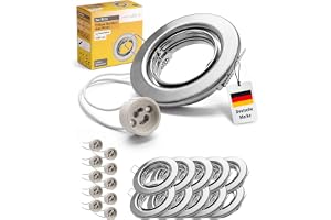 10x Sweet LED infällningsram inklusive GU10-sockel - IP20 infällda spotlights 230V - lämplig för LED & halogen - vridbara LED infällningsstrålkastare i metall - Ø 88mm, borstad krom
