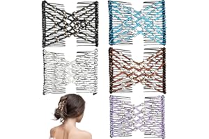BELLABLEND 5 Stück Peines Mágicos para el Cabello, Peines Dobles Extensibles con Perlas, Accesorios Elásticos para Mujeres y Niñas, Peinados Vintage, Accesorios de Pelo Versátiles (Negro, Marrón, Blanco, Rosa,