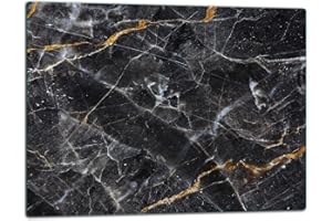 TMK ARTDEKO TMK - Tabla para cortar de cristal (52 x 40 cm, protección contra salpicaduras, placa de vidrio universal), color negro