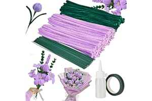 bssmmai 350 Piezas Limpiapipas Manualidades, Limpia Pipas para Manualidades, Flores para Limpiapipas de Tulipán Violeta