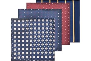 SMATIME 4 Pcs Pocket Square Handkerchiefs, Men's Handkerchiefs for Formal Wear, Vintage Assorted Polyester Silk Hankies Men's Classic Dots Stripe Pattern Handkerchiefs for Celebration Banquet Parties Weddings