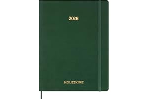 Moleskine Essential Planner 2025-2026, Agenda Settimanale Verticale 15 Mesi, Con Slot Orari Giornalieri, Copertina Flessibile, Colore Verde Mirto, Formato XXL 23,5x28,14