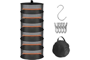 WUQNGI Rete di Essiccazione per Erbe,6 Strati Rete Pieghevole per Asciugatura a Strati,Rete Essiccazione con 4 Clip e Gancio,Rete di Essiccazione Sospesa con Chiusura Lampo per Fiori Erbe,Vestiti