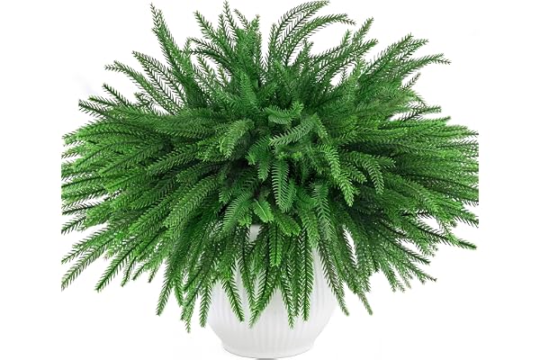 Morofme Jul Norfolk grankvistar konstgjorda 45 cm, stora konstgjorda grangrenar som äkta, grangröna tallgrenar för kransar vas gör-det-själv pyssel julgran inredning (8 stycken)
