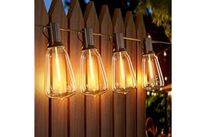 Svater LED Catena Luminosa Esterno,ST38 128FT Luci da Esterno Giardino 62+4 1W E12 Lampadine di plastica,60lm IP45 Impermeabile Dimmerabili Catena Luminosa,2700K Bianco Caldo (dimmer non è incluso)