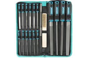 Libraton Metal File Set, Metal Files 31PCs, Metal Files for Steel, 12 Needle Files with Case, Riffler File, 12 Sandpapers, Steel Brush, File Sets for Wood and Metal, for Metalworking & Woodworking