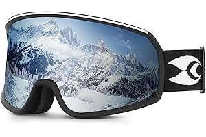 suoso Ski Goggles For Men Womens，OTG Skiing Goggles For Snowboard Jet Snow，Over Glasses 100% UV400 Protection-Anti-fog Anti-glare/Helmet Compatible, For Skiing Snowboarding