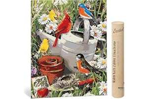 Bougimal Pintar por Numeros para Adultos, Pájaros y Flores, Lienzo sin Arrugas, con Pinceles Lienzo y Pinturas Acrilicas - sin Marco 40x50cm