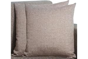 SWJ-SWJSSB Kissenbezüge Aus Leinen - Kissenhülle Groß Quadratisch & Rechteckig, 2er Set Sofa Kissenbezug Mit Reißverschluss, Kissenhülle Für Kopfkissen, Zier - & Sofakissen(Brown-White,50x50 cm Set Of 2)