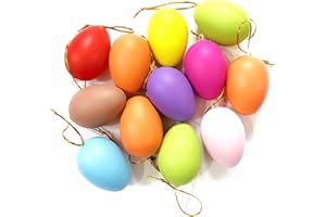 RUIYWEN 12 Uova di Pasqua Uova Colorate Uova Finte di Plastica per Dipingere Graffiti Fai da Te per Bambini Decorazione Artigianale (4x6 cm, Colore Casuale)
