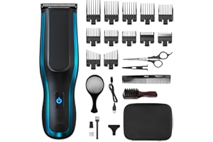 WAHL Self Clip 360 Kit cortapelos - cortapelos automático, sin cable, negro, 10 peines, carga USB, batería de larga duración, autoasistencia, cuchillas enjuagables, fácil agarre, ligero