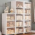 mechdel Cupboard Rack for Clothes Plastic Cabinet for Storage Foldable Wardrobe for Clothes Plastic Cloth Rack for Storage Clothes Storage (Cupboard Rack-1 Door - Transparent, 6PCS)