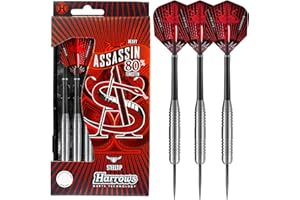 Harrows Assassin Tungsten Darts | Steel Darts Set with Carry Case | Available in 30g, 32g, 34g, 36g, 38g & 40g | Includes Nylon Shafts, 100-Micron Prime Flights, and Travel Case