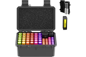 KIWIFOTOS Boîte de Rangement pour Piles AAA AA avec testeur de Batterie IP67 - Coque Rigide imperméable - Organiseur de Piles - Peut contenir 30 Piles AA et 18 Piles AAA et 10 Piles Bouton