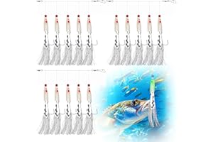 SHIRYLZEE 15Pcs/3Pack Luminous Mackerel Feathers for Fishing, Mackerel Bass Cod Lures Sabiki Rigs, Ideal Sea Fishing Lures for Deep Sea & Night