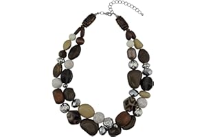 Bocar - Collana da donna con pietre voluminose su 2 fili, idea regalo (NK-10384)